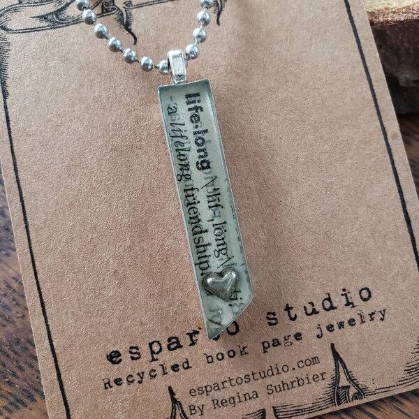 Book Page Necklace Etsy