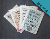Set of 4 family quote prints including Aunt, Cousin, Family and Dog quotes