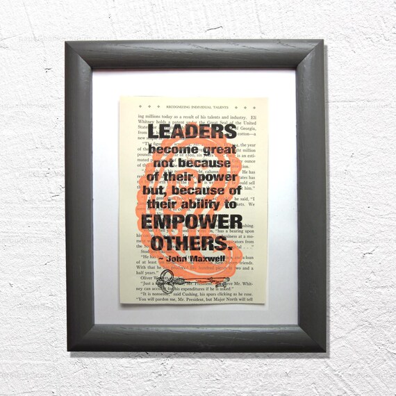 Leadership quote on a book page inspirational quote boss | Etsy