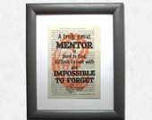 Mentor quote on a book page, inspirational quote, boss gift, teacher gift