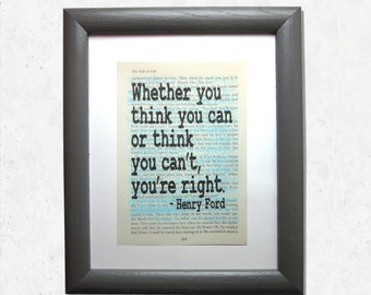 Whether you think you can or think you can't, you're right -  motivation, inspiration, office decor, classroom decor. goals, progress