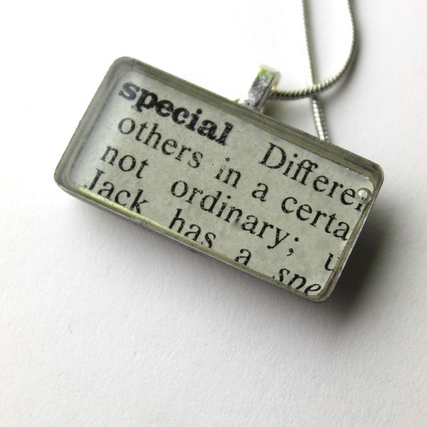 Book page pendant necklace, Special, dictionary necklace, literary jewelry