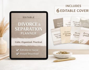 Editable Divorce Planner | Separation Organizer, Canva Template (Digital Download)