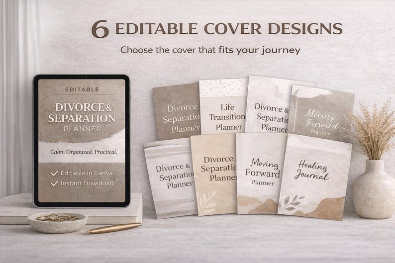 Separation Cover Editable Divorce Planner | Separation Organizer, Canva Template ...