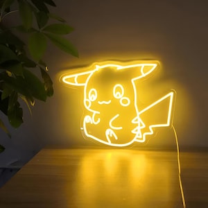 Cute Pikachu Neon Sign | Led Neon Sign | Anime Neon Sign | Neon Light Sign | Neon Wall Sign | Custom Neon Sign | Neon Name Sign | Neon Art