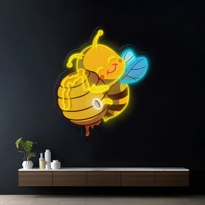 Cute Honeybee Neon Sign | Led Signs | Acrylic Sign | Cartoon Neon Sign | Kids Room Decor | Neon Art | Led Neon Sign