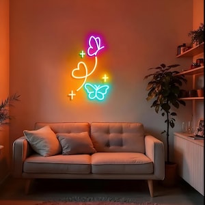 Butterfly Heart Neon Sign For Wall Decor | Neon Light | Butterfly Neon Sign | Heart Neon Sign | Led Neon Sign | Custom Neon Sign | Wall Art