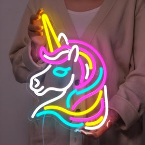 Unicorn Face Neon Sign | Led Neon Sign | Horse Neon Sign | Neon Sign Modern | Custom Neon Sign | Neon Name Sign