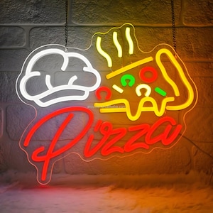 LED Pizza Hat Neon Sign | Neon Light Sign | LED Sign | Custom Neon Sign | Light Up Sign | Acrylic Sign | Pizza Neon Sign | Home Decor