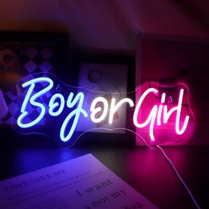 Junge oder Mädchen Leuchtreklame | Babyparty Leuchtreklame | Geführte Schilder | Acryl-Zeichen | Benutzerdefinierte Leuchtreklame | Led Neon Leuchtreklame Namensschild | Neon Kunst