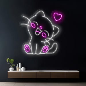 Cartoon Cat Neon Sign| Led Signs | Cartoon Neon Sign | Acrylic Sign | Kids Room Decor | Light Up Sign | Led Neon Sign | Neon Art