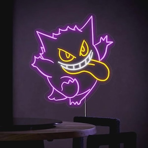 Gengar Ghost Led Neon Sign | Acrylic Sign | Anime Neon Sign | Neon Light Sign | Light Up Sign | Kids Room Decor | Neon Light | Led Signs