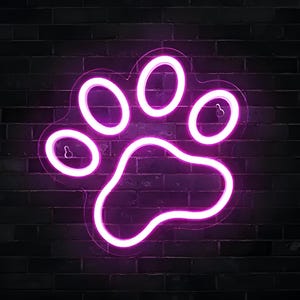 Paw Print Led Neon Sign | Neon Light Sign | Bright Neon Sign | Neon Bar Sign | Gaming Neon Sign | Custom Neon Sign | Neon Art