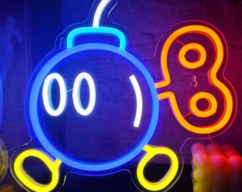 Cartoon Bomb Neon Sign | Cartoon Neon Sign | Led Neon Sign | Acrylic Neon Sign | Neon Wall Sign | Neon Light Sign | Neon Art