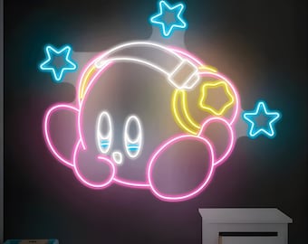 Kirby Anime Neon Sign | Led Neon Sign | Neon Light Sign | Acrylic Sign | Cartoon Neon Sign | Neon Wall Sign | Neon Art | Led Sign