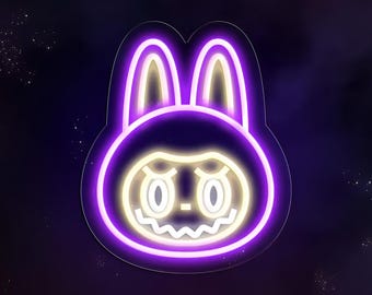Cute Labubu LED Neon Sign For Wall Art | Neon Light | Anime Neon Sign | Labubu Neon Sign | Gamer Neon Sign | Acrylic Sign | Led Sign
