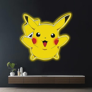 Pikachu UV Printed Neon Sign | Anime Neon Sign | Gaming Room Decor | Kids Room Decor | Neon Light Sign | Acrylic Neon Sign | Neon Art