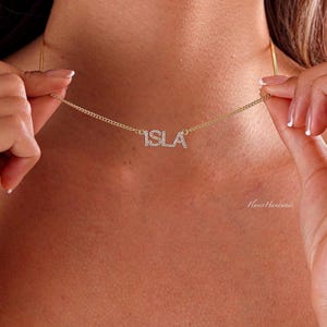 Collar con nombre pavé, collar con nombre de diamante personalizado, joyería con nombre personalizada con diamante CZ, regalo del Día de la Madre, regalo perfecto para ella
