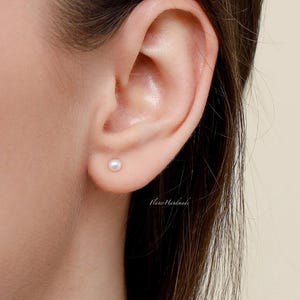 Süßwasserperle Ohrstecker mit Sterling Silber, kleine Ohrstecker, zierliche Ohrringe, Schmuck für jeden Tag, Geschenk für sie