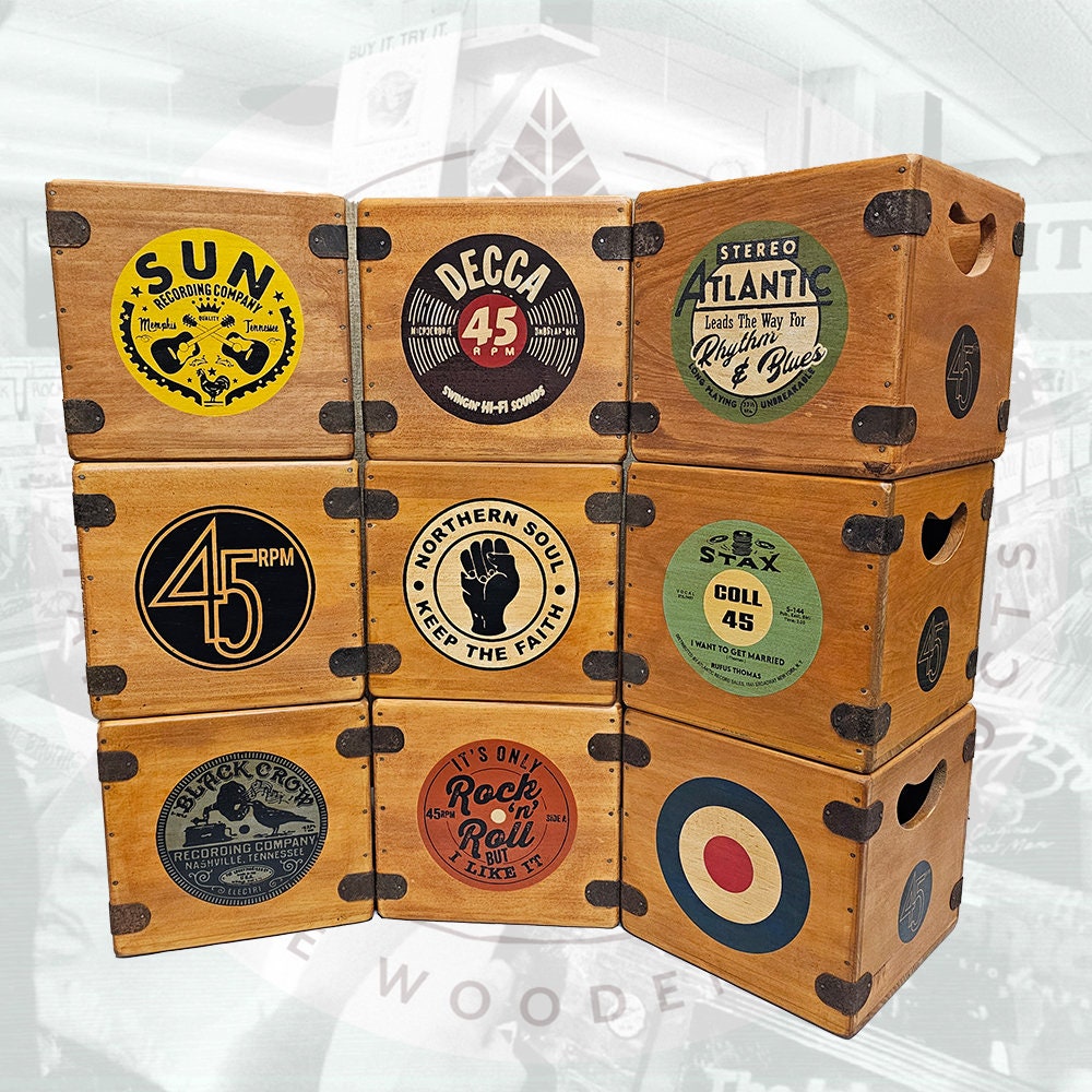 7 Inch Vinyl Record Storage Box Handmade Solid Wood Crate in Fabulous ...