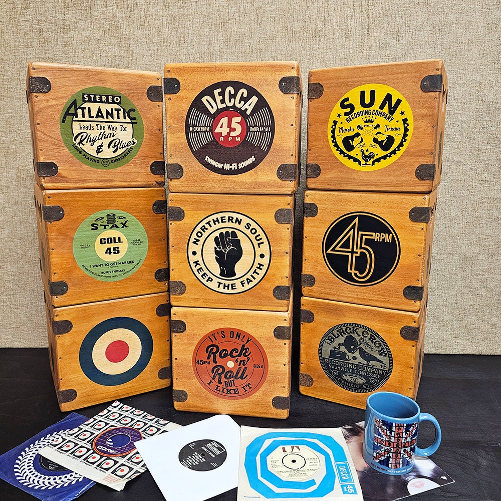 7 Inch Vinyl Record Storage Box Handmade Solid Wood Crate in Fabulous ...