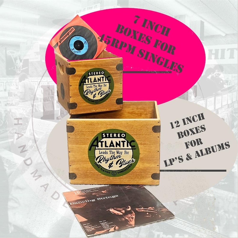 7 Inch Vinyl Record Storage Box Handmade Solid Wood Crate in Fabulous ...
