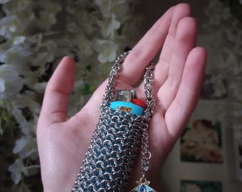 Chainmail Lighter Case Keychain Handmade