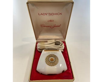 Vintage Lady Schick Crown Jewel Electric Razor With Box - Elegant Design & Jewel Accent - Collectors Item