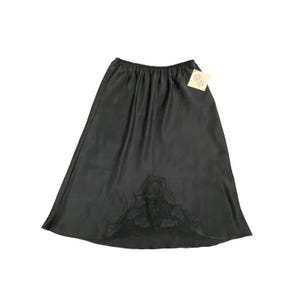 Vintage luxury Natori black underskirt slip skirt Aline length lace bottom small