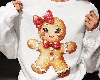 Gingerbread Christmas Sweatshirt, Cute Gingerbread Girl Sweatshirt Gift for Her, Holiday Sweatshirt for Christmas Party, Christmas Crewneck