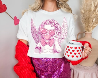 Valentine's Day Tshirt, Pink Cupid Shirt, Valentines Shirt For Women, Funny Graphic Tee For Women, Pink Galentines Day Shirt, Bubblegum Top