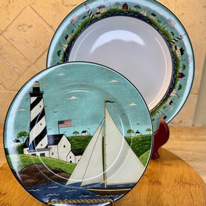 Warren Kimble Coastal Breeze Plates - Sakura Oneida Nautical Folk