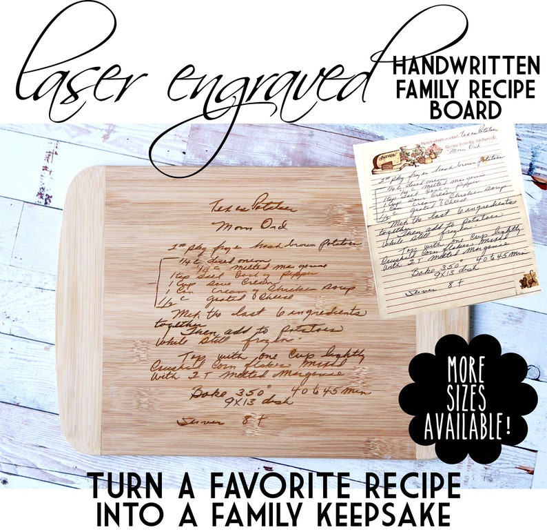 Laser Engraved Handwritten Recipe Cutting Board Recipe Etsy