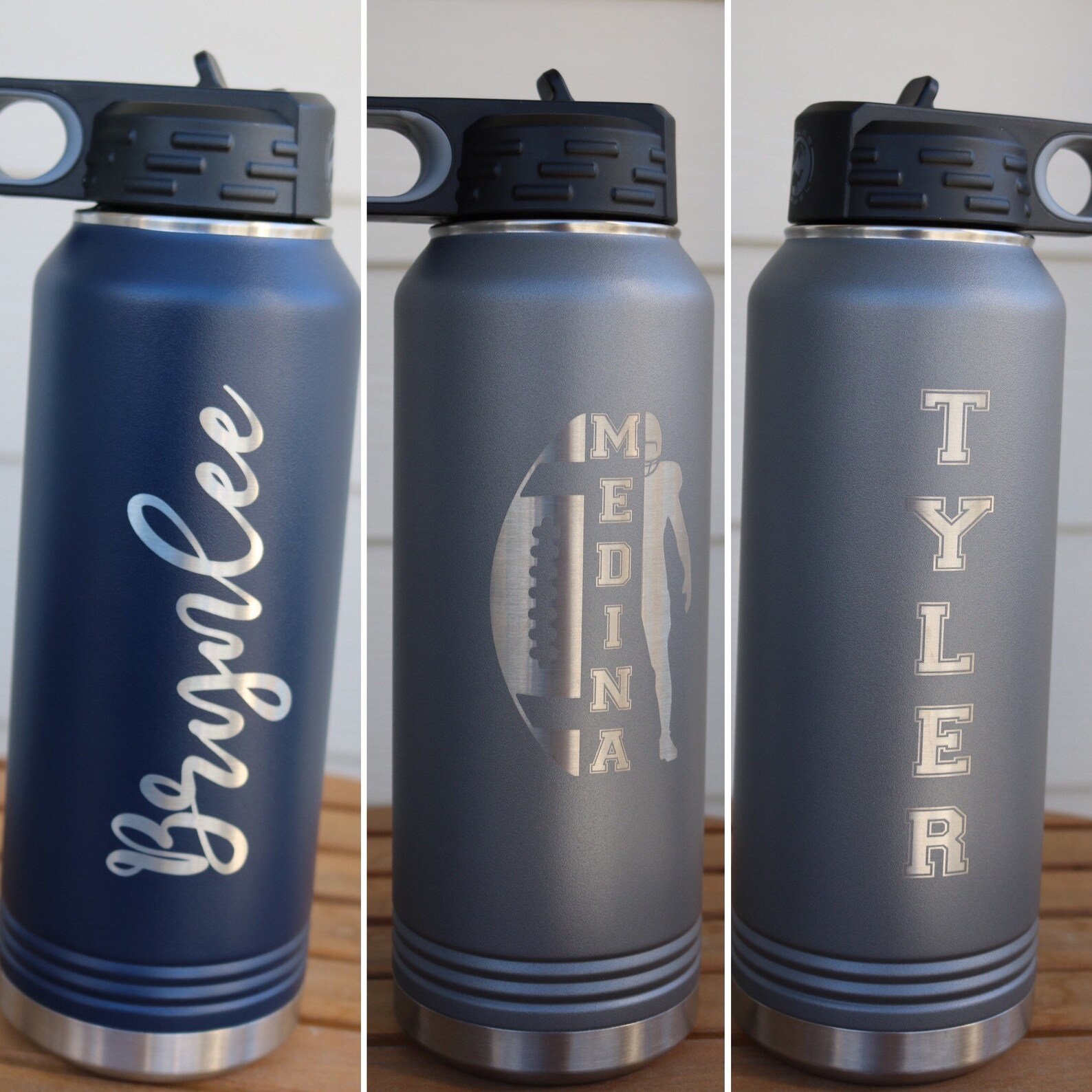 32oz Football Sports Water Bottle Personalized Sports Bottle Etsy