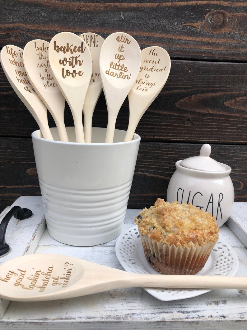 Laser Engraved Wooden Baking Spoons Baking Gift Life is Etsy