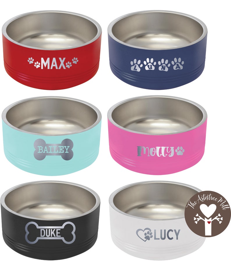 Laser Engraved Stainless Steel Pet Bowls personalized Dog Etsy