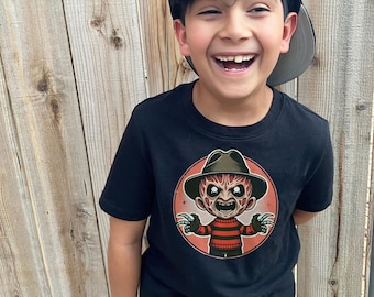Freddy Kruger kinder-T-shirt, Halloween-jeugd-T-shirt, rockabilly kindershirt, horror kindertop, killer-T-shirt, Nightmare on Elmstreet T-shirt