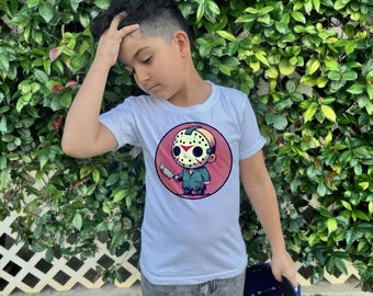 Jason Vorhees kinder-T-shirt, Friday the 13th Youth-T-shirt, Friday the Thirteenth Kids-top, Halloween-kindershirt, Trick or Treat-shirt