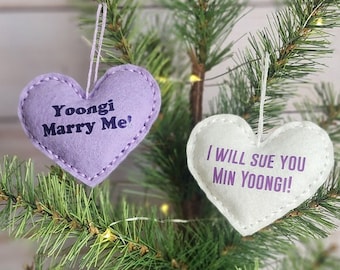 Yoongi Meme Heart Ornaments (2 styles!)