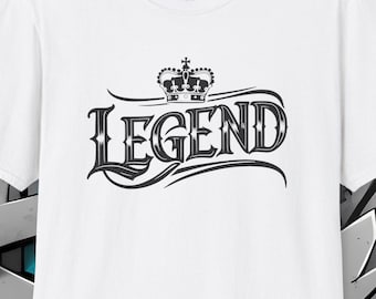 Camiseta unisex para adultos con diseño de "Legend" y corona inspirada en tatuajes - Hip Hop Graffiti