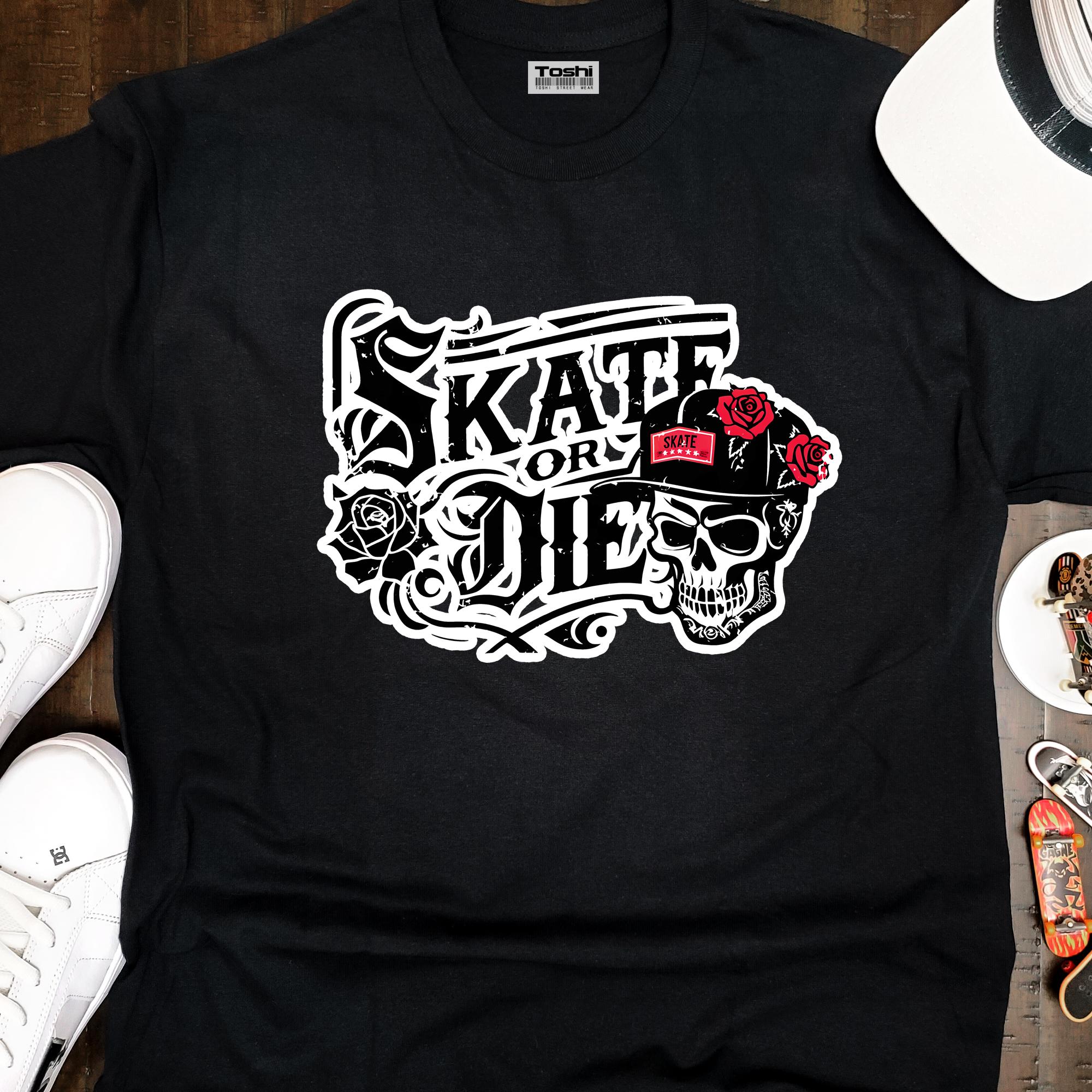 Skate or Die T-shirt – Skull Graffiti Street Style Tee - Etsy