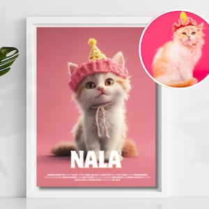 Custom Cartoon Pet Portrait | Custom Cat Cartoon Wall Art | Digital Pet Portrait Download | Gift for Cat Lovers|Birthday Gift