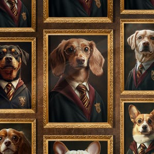 Custom Witch Dog Portrait |Personalized Gryffindor Wizard School Pet Memorial|Custom Mothers Day Gift|Custom Cat Portrait|Birthday Gift
