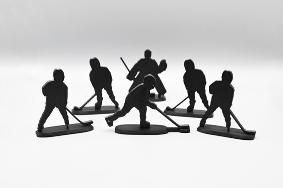 Set of 12 Ice Hockey Figurines – 3D Printed – 6cm or 4cm – Custom Colours – Cake Toppers, Tabletop Games or Display Mode