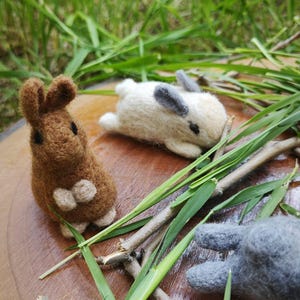 Needle Felt Mini Rabbit Animals | Mini Felt Bunnies | Felt Animal Sculptures | Felt Crafts for Desktop | Bunny Lover Gift, Mini Bunny