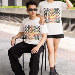 Summer Vibes Unisex Heavy Cotton Tee, Tropical Beach Sunset T-shirt, Palm Trees Vacation Shirt, Warm Weather Lover Gift, Seasonal Tee for