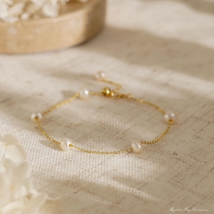 Freshwater Pearl Bracelet, Natural Pearl Beaded Bracelet, Bridal Bracelet for Women, Wedding Gift, Bridesmaid Gifts, Birthday Gift for Her