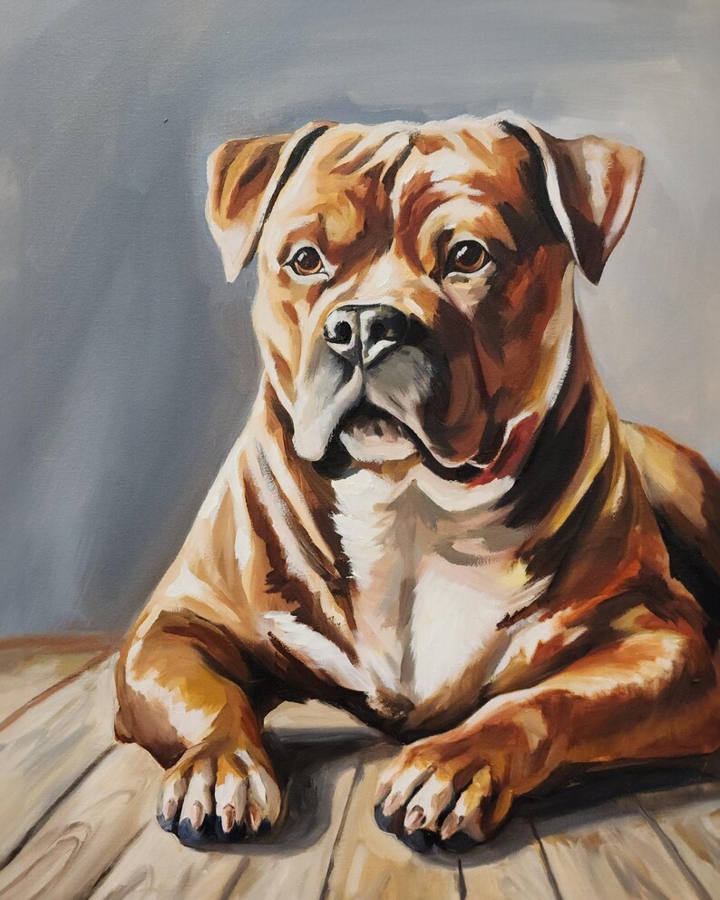 Handpainted Dog Portrait in Oil Custom Pet Art, Original Dog Painting