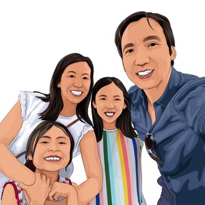 Custom Family Portrait on Canvas, Vector Cartoon Illustration, Personalized Family Art, Unique Christmas Gift, Digital Portrait from Photo