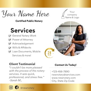 Notary Services Flyer Template: Canva Marketing for Loan Signing Agents (Digital Download)